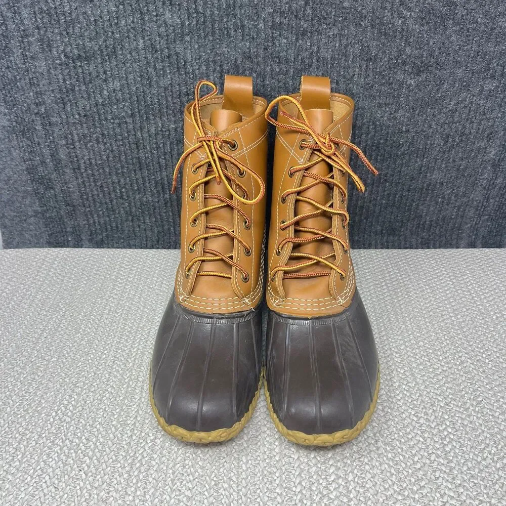 L.L. Bean Original Bean Duck Boots Brown Leather Rubber Women’s 10 8” Rain
